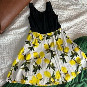 Amazon Black and Yellow Lemon Print Mini Dress